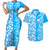 Hawaii Kauai Island Couples Matching Short Sleeve Bodycon Dress and Hawaiian Shirt Hibiscus Pattern Seamless Tribal Simple Blue LT03 Blue - Polynesian Pride