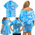 Hawaii Kauai Island Family Matching Off Shoulder Short Dress and Hawaiian Shirt Hibiscus Pattern Seamless Tribal Simple Blue LT03 - Polynesian Pride