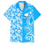 Hawaii Kauai Island Family Matching Off Shoulder Short Dress and Hawaiian Shirt Hibiscus Pattern Seamless Tribal Simple Blue LT03 Dad's Shirt - Short Sleeve Blue - Polynesian Pride