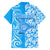 Hawaii Kauai Island Family Matching Off Shoulder Short Dress and Hawaiian Shirt Hibiscus Pattern Seamless Tribal Simple Blue LT03 - Polynesian Pride