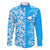 Hawaii Kauai Island Family Matching Puletasi Dress and Hawaiian Shirt Hibiscus Pattern Seamless Tribal Simple Blue LT03 Dad's Shirt - Long Sleeve Blue - Polynesian Pride