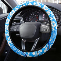 Hawaii Kauai Island Steering Wheel Cover Hibiscus Pattern Seamless Tribal Simple Blue LT03 - Polynesian Pride