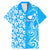 Custom Hawaii Kauai Island Family Matching Mermaid Dress and Hawaiian Shirt Hibiscus Pattern Seamless Tribal Simple Blue LT03 Dad's Shirt - Short Sleeve Blue - Polynesian Pride