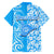 Custom Hawaii Kauai Island Family Matching Off Shoulder Maxi Dress and Hawaiian Shirt Hibiscus Pattern Seamless Tribal Simple Blue LT03 - Polynesian Pride