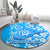 Custom Hawaii Kauai Island Round Carpet Hibiscus Pattern Seamless Tribal Simple Blue LT03 - Polynesian Pride