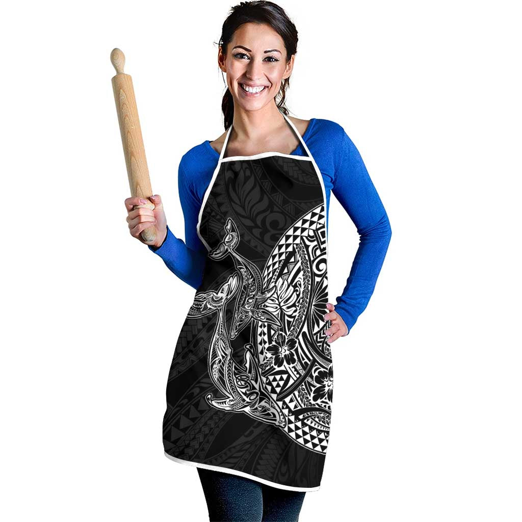 Hawaiian Whales Polynesian Art Motifs Apron Black Color LT03 - Polynesian Pride