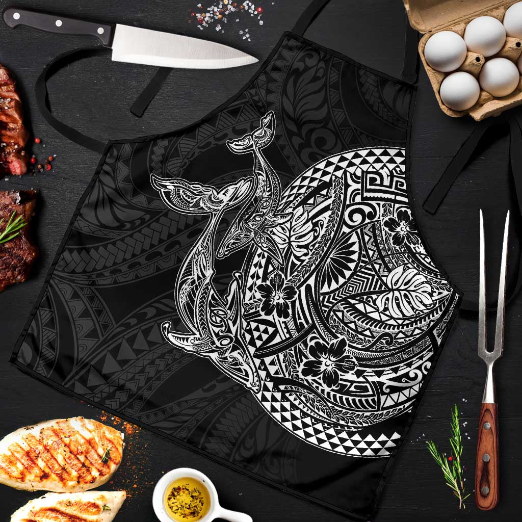 Hawaiian Whales Polynesian Art Motifs Apron Black Color LT03 Black - Polynesian Pride