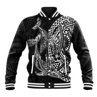 Hawaiian Whales Polynesian Art Motifs Baseball Jacket Black Color LT03 Unisex Black - Polynesian Pride