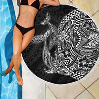 Hawaiian Whales Polynesian Art Motifs Beach Blanket Black Color LT03 - Polynesian Pride