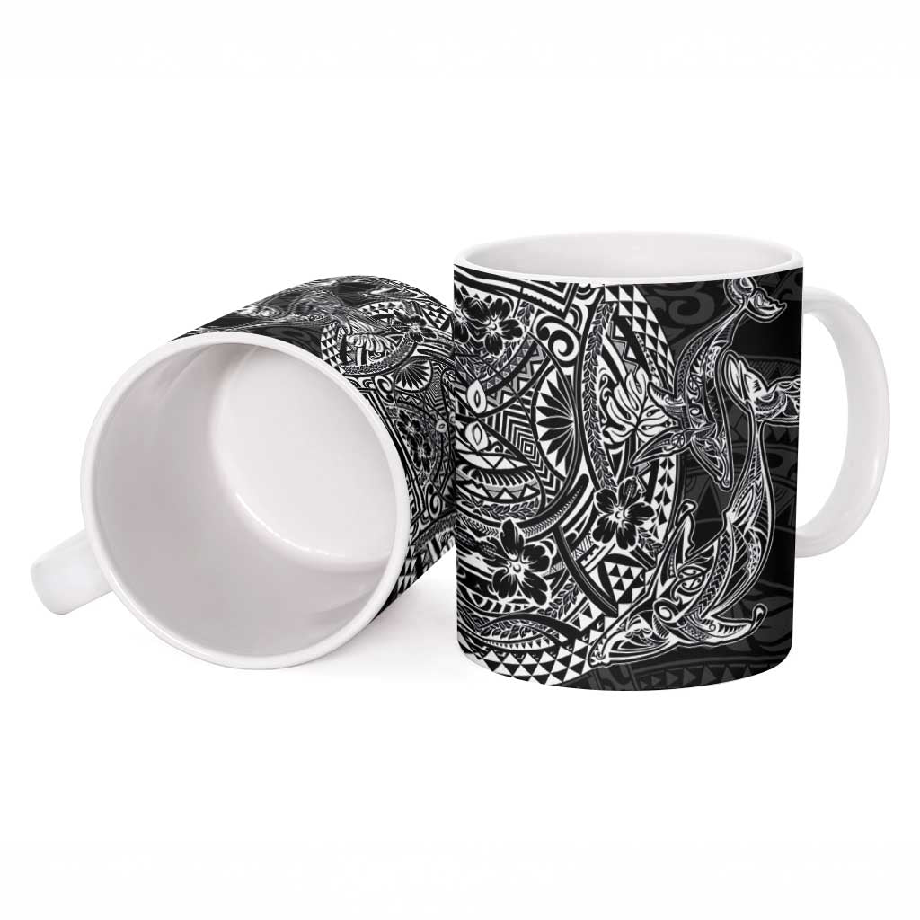 Hawaiian Whales Polynesian Art Motifs Ceramic Mug Black Color LT03 - Polynesian Pride