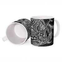 Hawaiian Whales Polynesian Art Motifs Ceramic Mug Black Color LT03 - Polynesian Pride