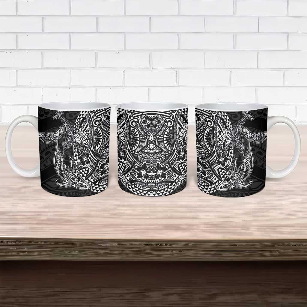 Hawaiian Whales Polynesian Art Motifs Ceramic Mug Black Color LT03 - Polynesian Pride