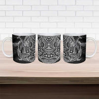 Hawaiian Whales Polynesian Art Motifs Ceramic Mug Black Color LT03 - Polynesian Pride
