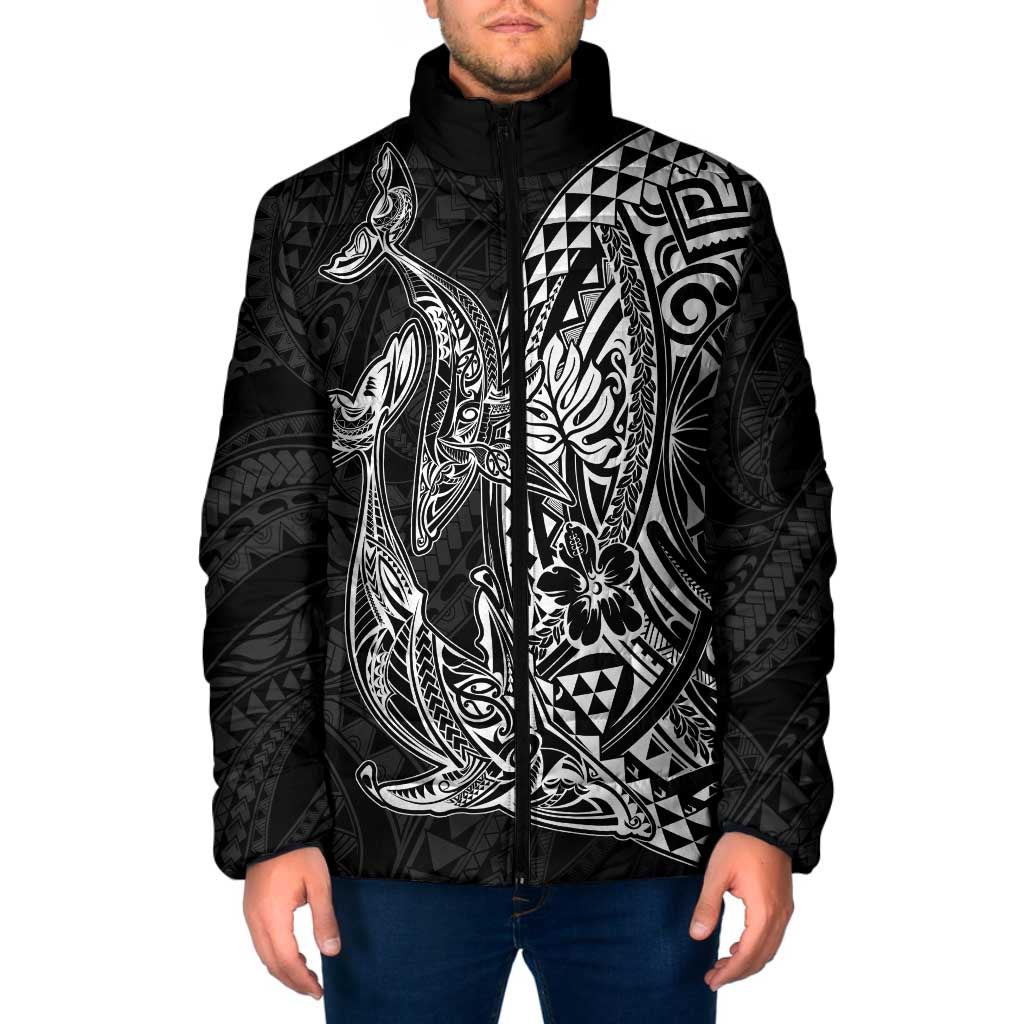 Hawaiian Whales Polynesian Art Motifs Padded Jacket Black Color LT03 Men Black - Polynesian Pride