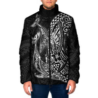 Hawaiian Whales Polynesian Art Motifs Padded Jacket Black Color LT03 Men Black - Polynesian Pride