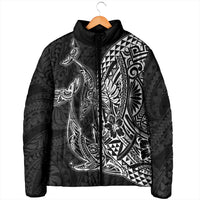 Hawaiian Whales Polynesian Art Motifs Padded Jacket Black Color LT03 - Polynesian Pride
