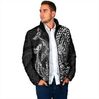 Hawaiian Whales Polynesian Art Motifs Padded Jacket Black Color LT03 - Polynesian Pride