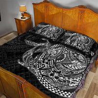 Hawaiian Whales Polynesian Art Motifs Quilt Bed Set Black Color LT03 - Polynesian Pride