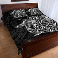 Hawaiian Whales Polynesian Art Motifs Quilt Bed Set Black Color LT03 - Polynesian Pride