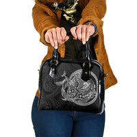 Hawaiian Whales Polynesian Art Motifs Shoulder Handbag Black Color LT03 One Size Black - Polynesian Pride