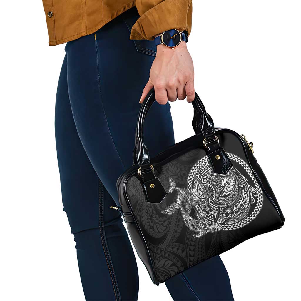 Hawaiian Whales Polynesian Art Motifs Shoulder Handbag Black Color LT03 - Polynesian Pride