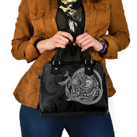 Hawaiian Whales Polynesian Art Motifs Shoulder Handbag Black Color LT03 - Polynesian Pride