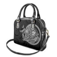 Hawaiian Whales Polynesian Art Motifs Shoulder Handbag Black Color LT03 - Polynesian Pride