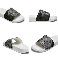 Hawaiian Whales Polynesian Art Motifs Slide Sandals Black Color LT03 - Polynesian Pride