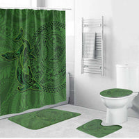 Hawaiian Whales Polynesian Art Motifs Bathroom Set Green Color LT03 Bathroom Set (4 pcs) Green - Polynesian Pride