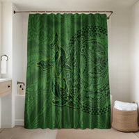 Hawaiian Whales Polynesian Art Motifs Bathroom Set Green Color LT03 Shower Curtain Only Green - Polynesian Pride