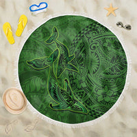 Hawaiian Whales Polynesian Art Motifs Beach Blanket Green Color LT03 One Size 150cm Green - Polynesian Pride