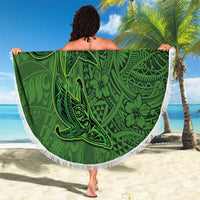 Hawaiian Whales Polynesian Art Motifs Beach Blanket Green Color LT03 - Polynesian Pride