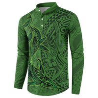 Hawaiian Whales Polynesian Art Motifs Button Sweatshirt Green Color LT03 - Polynesian Pride