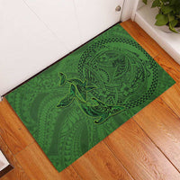 Hawaiian Whales Polynesian Art Motifs Rubber Doormat Green Color LT03 - Polynesian Pride