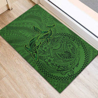 Hawaiian Whales Polynesian Art Motifs Rubber Doormat Green Color LT03 - Polynesian Pride
