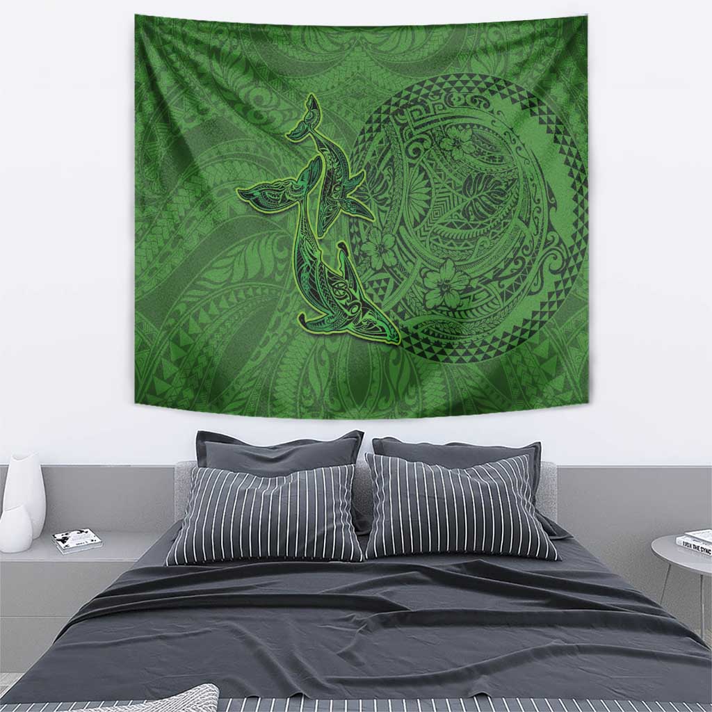 Hawaiian Whales Polynesian Art Motifs Tapestry Green Color LT03 - Polynesian Pride