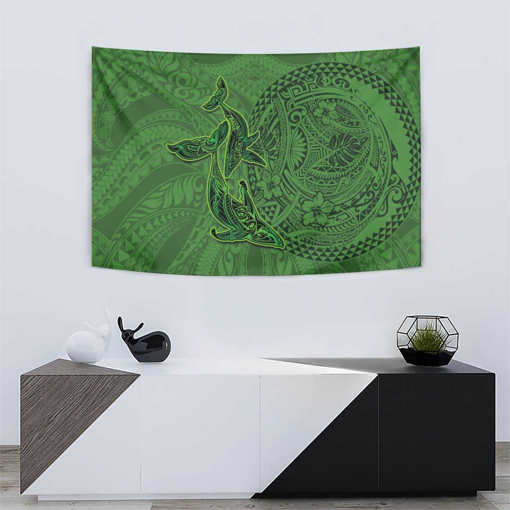 Hawaiian Whales Polynesian Art Motifs Tapestry Green Color LT03 - Polynesian Pride