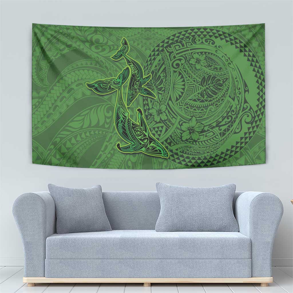Hawaiian Whales Polynesian Art Motifs Tapestry Green Color LT03 - Polynesian Pride