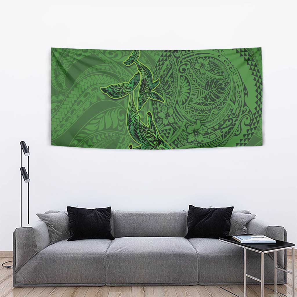 Hawaiian Whales Polynesian Art Motifs Tapestry Green Color LT03 - Polynesian Pride