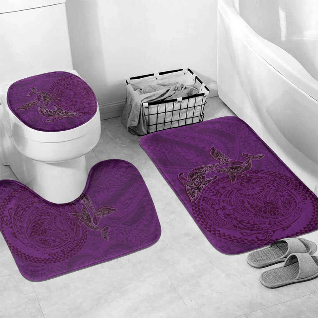 Hawaiian Whales Polynesian Art Motifs Bathroom Set Purple Color LT03 Mat Set Only (3 pcs) One Size Purple - Polynesian Pride
