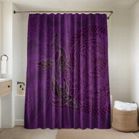 Hawaiian Whales Polynesian Art Motifs Bathroom Set Purple Color LT03 Shower Curtain Only Purple - Polynesian Pride