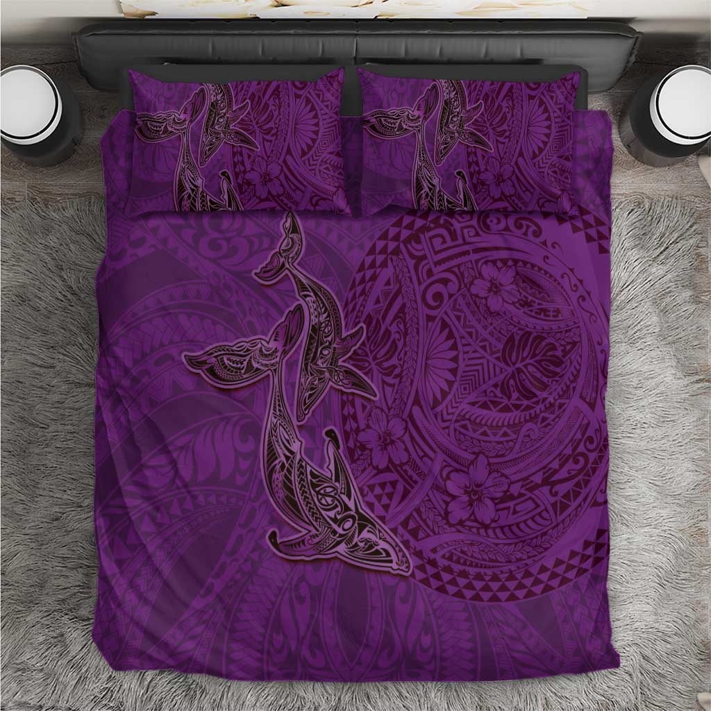 Hawaiian Whales Polynesian Art Motifs Bedding Set Purple Color LT03 Purple - Polynesian Pride
