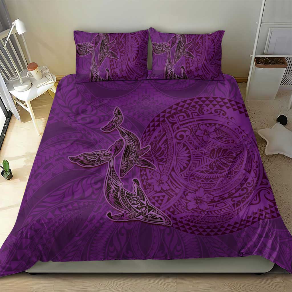 Hawaiian Whales Polynesian Art Motifs Bedding Set Purple Color LT03 - Polynesian Pride