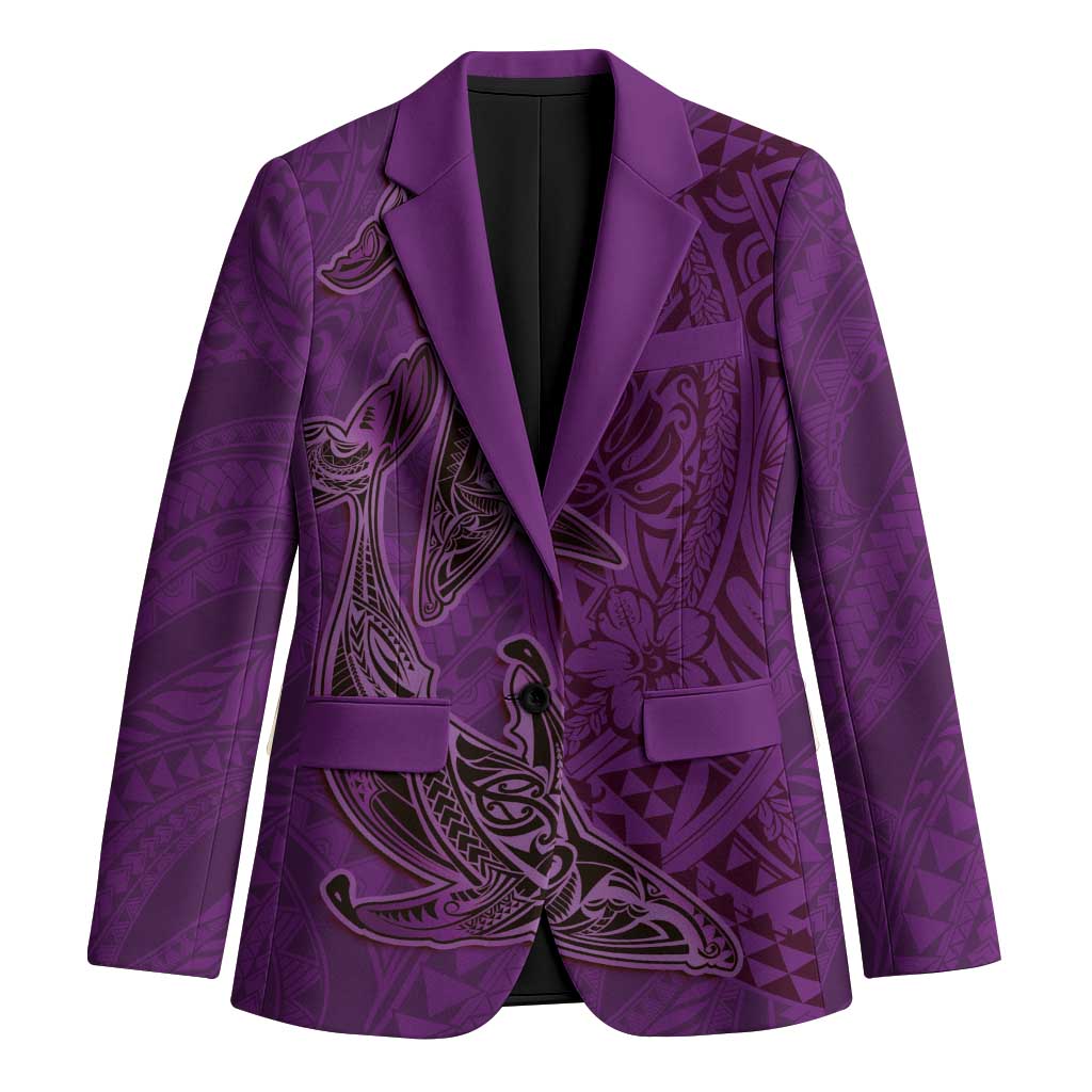 Hawaiian Whales Polynesian Art Motifs Blazer Purple Color LT03 Unisex Purple - Polynesian Pride
