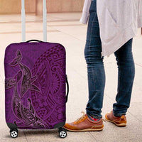Hawaiian Whales Polynesian Art Motifs Luggage Cover Purple Color LT03 Purple - Polynesian Pride
