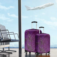 Hawaiian Whales Polynesian Art Motifs Luggage Cover Purple Color LT03 - Polynesian Pride