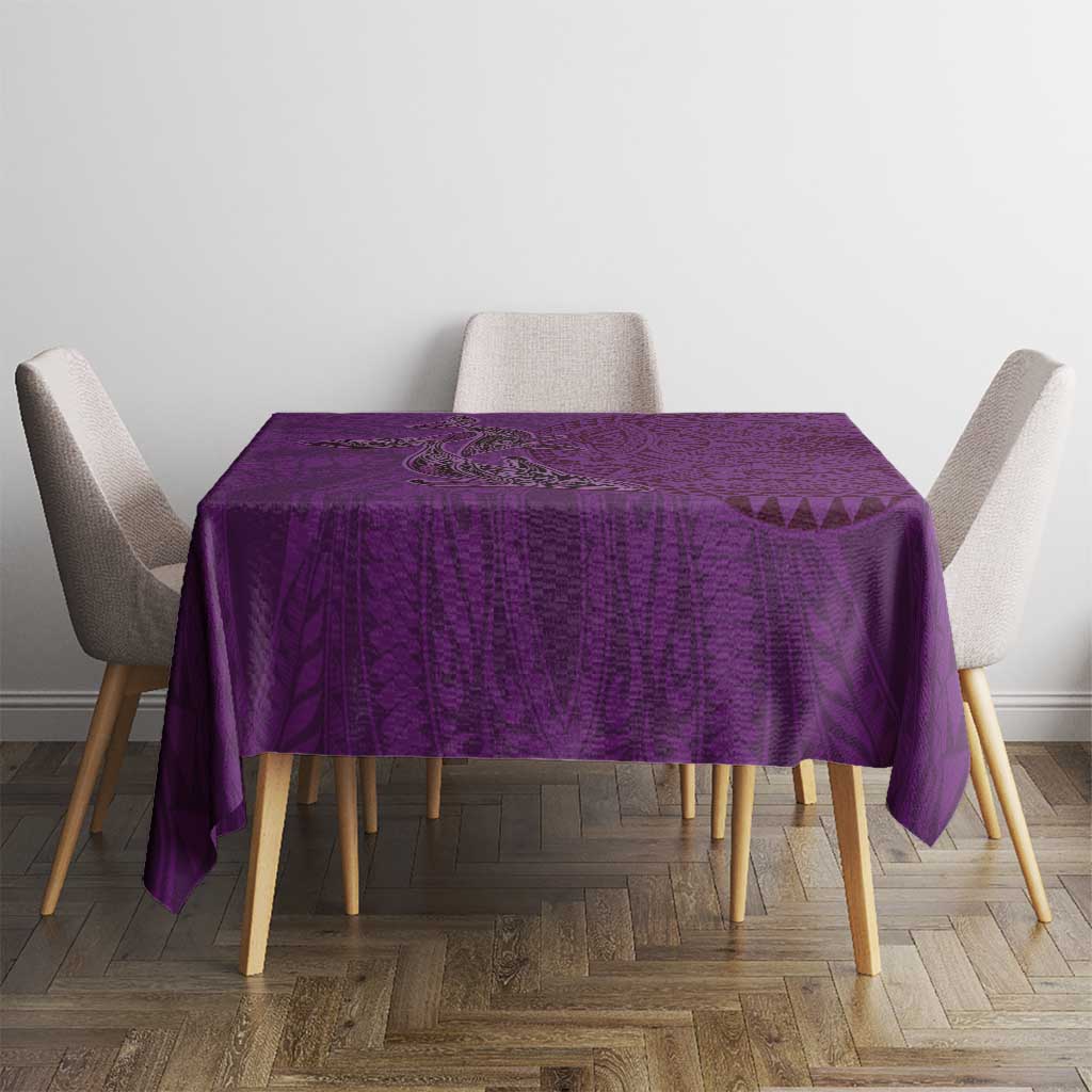 Hawaiian Whales Polynesian Art Motifs Tablecloth Purple Color LT03 - Polynesian Pride