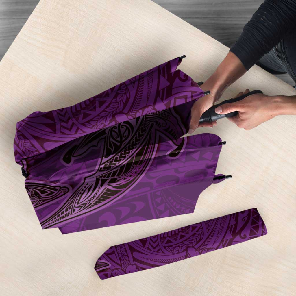 Hawaiian Whales Polynesian Art Motifs Umbrella Purple Color LT03 - Polynesian Pride