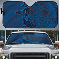 Hawaiian Whales Polynesian Art Motifs Auto Sun Shade Blue Color LT03 Blue - Polynesian Pride