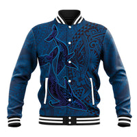 Hawaiian Whales Polynesian Art Motifs Baseball Jacket Blue Color LT03 Unisex Blue - Polynesian Pride